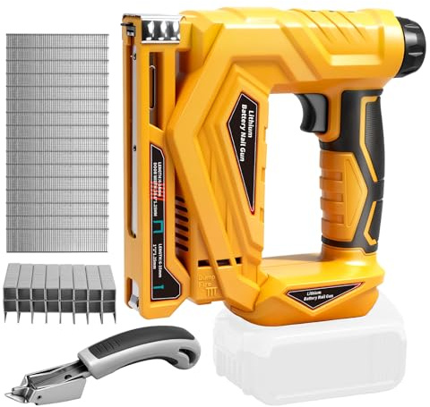 Roadtime Juego de clavadora inalámbrica para DeWalt 20 V baterías (sin batería),Clavadora y grapadora 2 en 1 Incluye 1000 clavos/grapas,Profundidad de clavo ajustable para carpintería y bricolaje