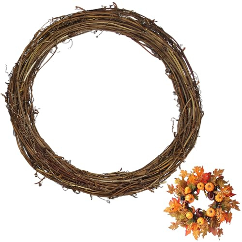 Gcroet Base de Corona de ramita Natural de 35 cm, Coronas de Vid de UVA para Manualidades, Forma de Bricolaje para Puerta de Entrada de Temporada y decoración del hogar