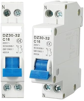 Interruptor Automático Mini disyuntor MCB 1P+N de 6A, 10A, 16A, 20A, 25A y 32A for montaje en riel DIN. Interruptor de aire doméstico en miniatura.(10A)