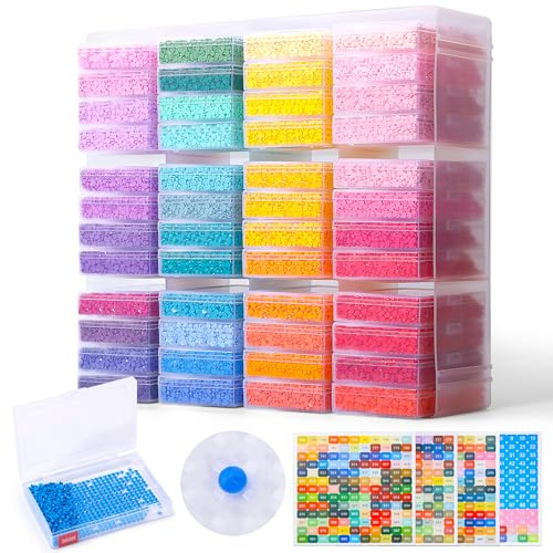 PP OPOUNT 48 Teiliges Diamond Painting Aufbewahrungsset für Strasssteine & Sortierung, 2-in-1 Aufbewahrung, Konvexpunkt-Boden Design Diamond Painting Zubehör mit Deckeln