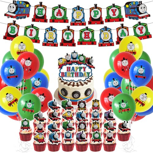 56 Pcs Thomaaaas Decorazioni Compleanno, Thoooomas kit Compleanno | Palloncini Compleanno, Decorazioni Torta, Banners, Birthday Decok for Party