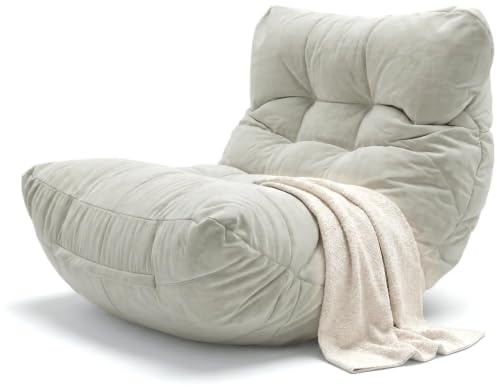 Aiire Fauteuil Pouf Exterieur Moderne - Pouffe Géant XXL Adulte ou Ado avec Remplissage pour Jardin et Piscine - Gros Bean Bag XXL ou Coussin de Sol Beige