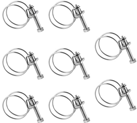 Hose Clamps and Wire Clips Set, 8 Stainless Steel Hose Clips, 25mm Pond Hose Compatible, Emergency Pipe Repairs, Automotive Hose Maintenance, Garden Irrigation System Installation
