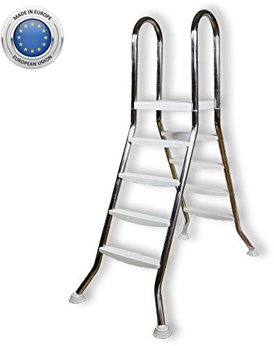 Unbekannt EDELSTAHLLEITER 43mm V2A-Holme für Hoch- und Aufstellbecken 120-125 cm Höhe