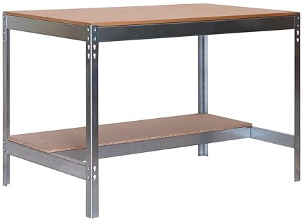 Simon Rack Arbetsbänk, 600 kg Lastkapacitet, 842x1210x760 mm, DIY Arbetsbord Garage, Galvaniserad/Trä – BT0