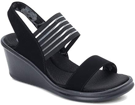 Skechers Women's Rumblers Sci-fi Sling Back Sandals, Black Mitobuck Gore Trim, 4 UK