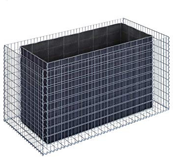 GABIONA – gabionrabatt L x HxD: 200 x 100 x 100 cm – galvaniserad stenabion som växtkorg för trädgården – maskstorlek 5 x 10 cm
