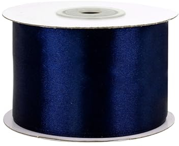 Satinband 50mm x 25m Rolle - FARBAUSWAHL in 3/6/12/18/25/38/50/75/100mm - farbecht & waschbar - Schleifenband für Hochzeit - Geschenkband zum Verpacken Dekorieren Basteln - Dunkelblau 370