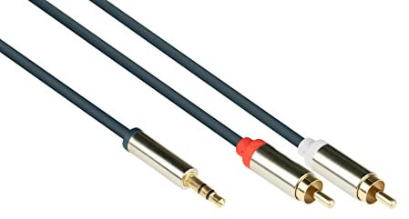 Câble de Connexion Audio Good Connections Prise Jack 3,5 mm vers fiche RCA 2X (RCA) 5 m Bleu foncé