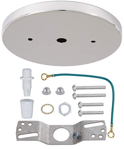 B&P Lamp Modern Shallow Steel Ceiling Light Canopy Plate Kit with Hardware, 5 1/4 Inches, Nickel