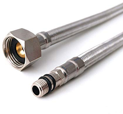 Xcel Home 2 x M10 (10mm) x 1/2 BSP (600mm) Flexible Tap Connectors | Braided Stainless Steel Flexi Pipe Tails | Fits BSP Kitchen Sink/Basin Monobloc Mixer Hot and Cold Taps | Plumbing Fittings