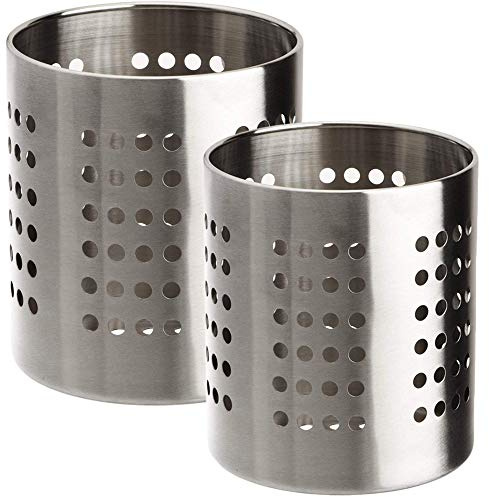 MGE - Escurridor de Cubiertos - Soporte para Cubiertos - Portacubiertos - Acero Inoxidable - Set de 2 - Plata
