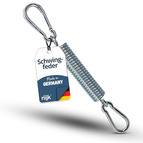 riijk Hängesessel Schwingfeder für Hängesessel mit Gestell oder Deckenmontage | 2 Karabiner | Für Hängestuhl, Hängeschaukel und Boxsack Halterung | Made in Germany