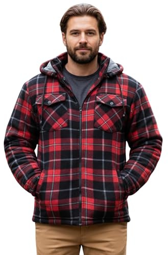 Game Technical Apparel Mens Richmond Sherpa Fleece Lined Thick Lumberjack Hooded Jacket