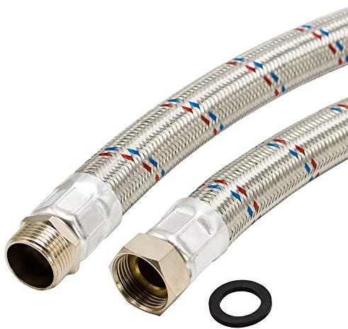 Hauswasserwerk Edelstahl Flexschlauch 1 Zoll Panzerschlauch Sanitär (ÜM x AG - 70 cm)