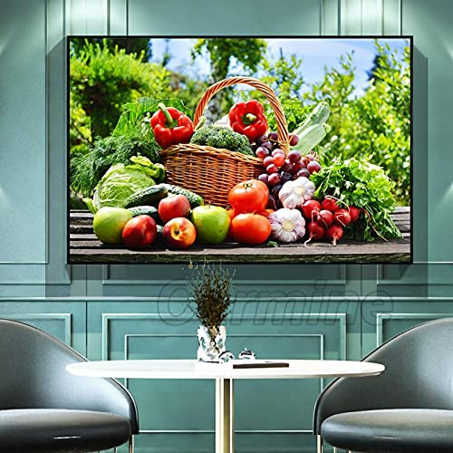 XIANGPEIFBH Hd Print Plants Poster Vegetable Fruit Basket Fruit Painting Poster Home Living Room and Bedroom Wall Art Decoration 50x90cm Inner Frame
