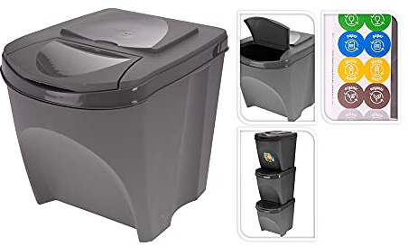 Sistema De 3 Cubos X25 L Reciclaje Apilables