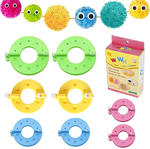 PXRLMYF 8 Stück PomPom Maker,4 Größen Fluff Ball Weaver Nadel,Kunststoff Pompom Maker Set für Kinder Erwachsene DIY Handwerk Dekoration