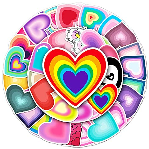 Aesthetic Heart Vinyl Stickers, 50 PCS Waterproof Love Decals for Laptops, Scrapbooking, Notebooks, Water Bottles, Suitcases, Phones & DIY Decor