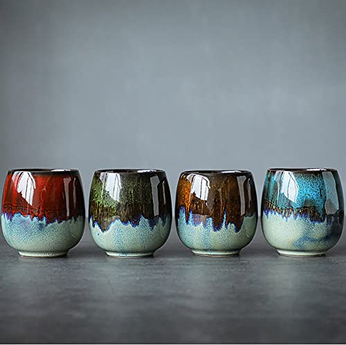 Tolatr 3 oz Ceramic Mini Espresso Cups Set of 4, Espresso Mugs, Porcelain Coffee Mugs Demitasse Cups, Modern Style Handless, Microwave Dishwasher Safe (Morandi Color)