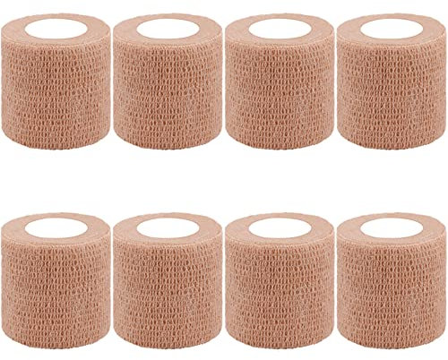 BQTQ 8 Rollen Selbstklebender Verband Elastischer Selbsthaftende Cohesive Bandage Haftbandage Verband Selbsthaftende kohäsive Bandagen (Beige, 5 cm x 4,5 m)