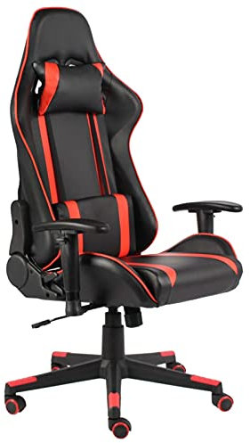 RONGQI Gaming-Stuhl Drehbar, Bürostuhl, Gaming Chair, Gaming Sessel, Schreibtisch Stuhl, Drehsessel, Rot PVC