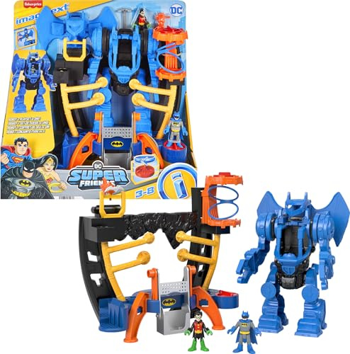 Fisher-Price Imaginext Coffret Centre De Commande Robot Batman DC Super Friends avec Robot Détachable De 25 Cm, Figurines Batman Et Robin 8 Cm Incluses, Jouet Enfant, De 3 Ans À 8 Ans, HML02