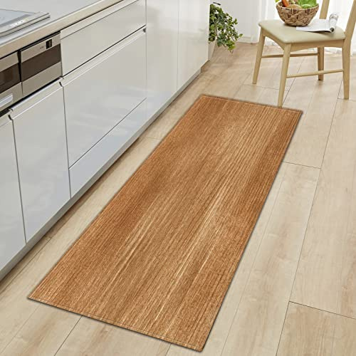 TFLABS Küchenläufer Braun&Holz-Paneel Rutschfester,wasserdichter,abwaschbarer Küchenteppich,Teppich Läufer Küchenmatte für,Flur,Schlafzimmer,Badezimmer 60 x 180cm