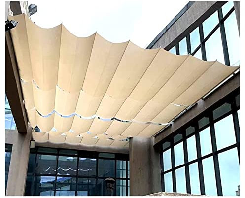 STRMAX Copertura retrattile per esterni a pergola, copertura a forma di U, per giardino, portico, spiaggia, padiglione, griglia, gazebo (colore: beige, taglia