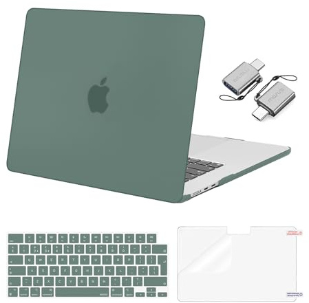 MOSISO Compatible with MacBook Air 15 Case M5 M4-M2, Emerald Green | Protective Hard Cover Compatible with MacBook Air 15.3 inch Case 2026 2025-2023 M5 M4 M3 M2&Keyboard Skin&Screen Film&Type C