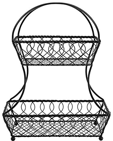 OUSIKA Cesto di frutta Ciotola Creativo Cesto di frutta in ferro Cesto portaoggetti da cucina for soggiorno Scaffale portaoggetti in metallo a 2 livelli Decorativo for tavolo Piatti