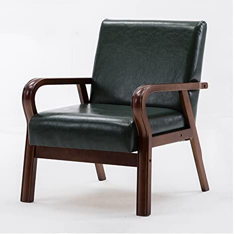 BTZHY Relaxsessel Sessel,Pu-Ledersessel Retro-Freizeitakzent mit extra weicher Polsterung und Kissen, massiver moderner Einzelstuhl aus Holz, gepolsterter Clubsessel