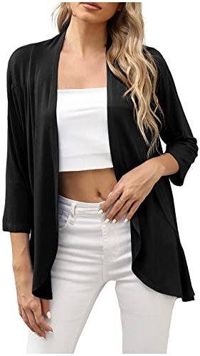 Fulidngzg Spolverino Donna Estivo, Cerimonia Curvy Giacca Estiva Leggero Casual Traspirante Ponchetto Morbida Cotone Bolero Shrug 3/4 Maniche Cardigan Taglie Forti Elegante