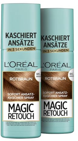 L'Oréal Paris Ansatz-Kaschierspray für stufenlose und natürliche Übergänge, Kaschiert Ansätze bis zur nächsten Haarwäsche, Magic Retouch, Rotbraun, 1 x 75 ml (Packung mit 2)