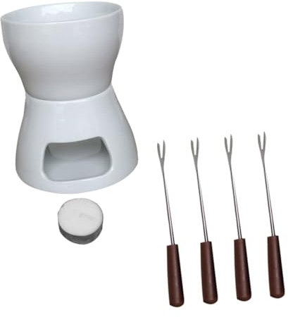 PRETYZOOM Ceramic Chocolate Melting Pot Multi-Functional Cheese Fondue Set for Parties Easy to Clean