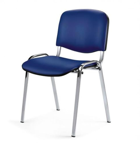 Topsit Wartezimmerstuhl, stapelbarer Besucherstuhl mit Polsterung und Kunstlederbezug, Metallgestell Bürostuhl in Chromoptik, Konferenzstuhl für Home Office, Rezeption Pausen Raum (Blau)