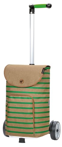 ANDERSEN Einkaufstrolley - Shopper Eske grün | mit ergonischem 3-Wege-Griff, höhenverstellbar, aus Alu, bis 40 kg - Tasche mit Kordelzug, Fronttasche, Reflektoren, 47 L