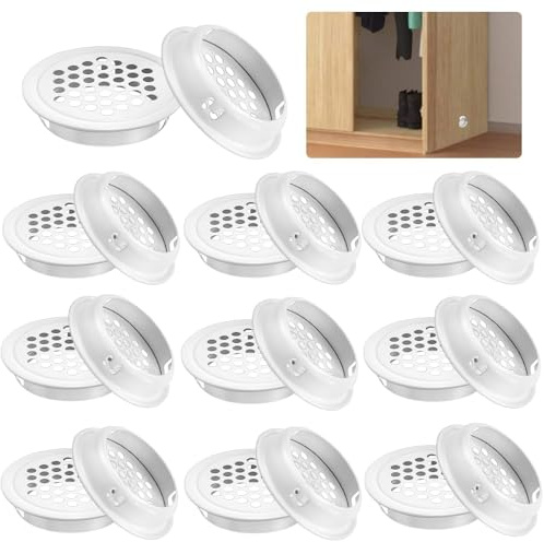 KLYNGTSK 20 PCS Grille d'Aération Ronde 35mm Grille d'Évacuation Ventilation Grille de Ventilation Inox Grille de Ventilation Ronde Grille d'Aération Trou pour Meuble, Cuisine, Armoire, Placard