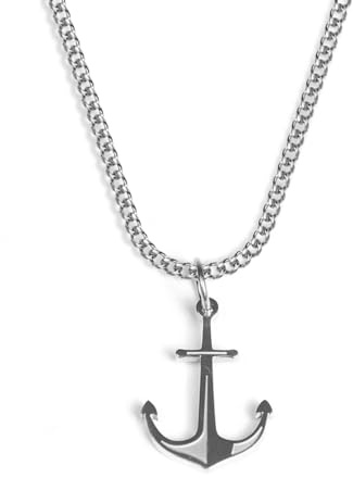 UNSHINEBAR Anker Kette mit Anhänger für Herren und Damen - Streetwear Cuban Halskette mit Anker Anhänger aus Edelstahl und 18K Gold - Wasserfeste Kette - 50-55cm Länge verstellbar