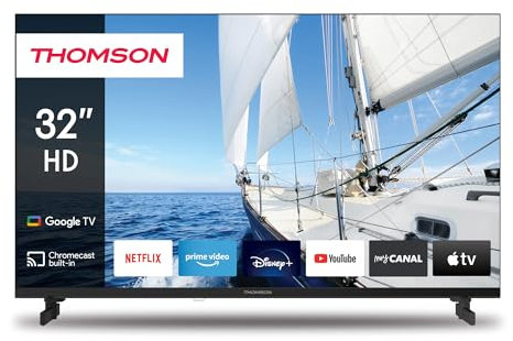 Thomson 32 Pollici (81 cm) Led HD Google TV, Wi-Fi, Dolby Audio, HDR10, Bluetooth 5.1, Triple-Tuner (Cavo/Satellite/Antenna), HDMI, CI+, A+ Pannello - 32HG2S14