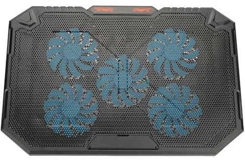 Kühlpad 13-17 Laptop-Kühler mit 5 Lüftern, 7-Gang-Höhenverstellung, Ergonomischer RGB-Notebook-Kühler, Leichter Gaming-Laptop-Kühlerständer