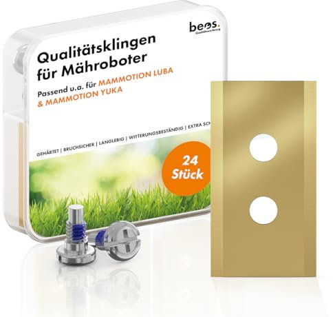 BEOS® 36 x Lame di Ricambio Premium Titan + Viti con Blocco - Lame compatibili con Mammotion LUBA, LUBA 2, YUKA, LUBA Mini & YUKA Mini, Design della Vite Migliorato per Mammotion
