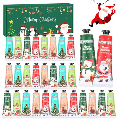 Set regalo crema per le mani da 30 pezzi, regali di Natale per donne e uomini, set natalizio per crema per le mani per mani, piedi molto secchi e screpolati - piccoli regali per colleghi, donne, mamma
