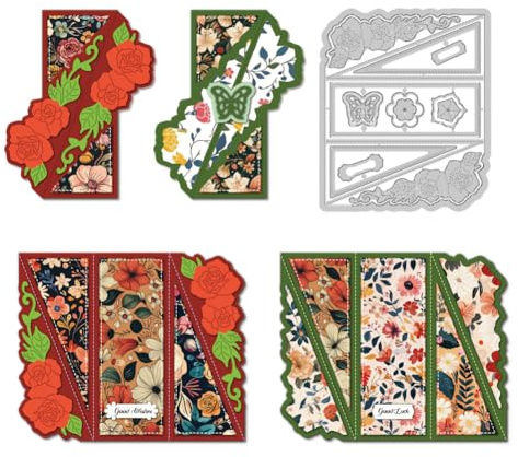 DELORIGIN 3D Stanzformen Mit Geneigtem Faltbarem Rand Rosenkartenrahmen Stich Und Nähmuster Karbonstahl Stanzschablonen Scrapbooking Vorlage Für Die Selbstgemachte Herstellung von Hochzeitskarten