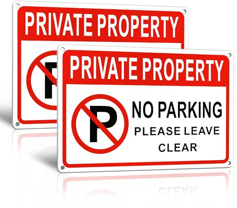 TAKULA 30x20cm No Parking Keep Clear Private Property Sign, Pack of 2 | outdoor signs, waterproof rust, private parking enforcement, clear keep-clear warning, durable for all weather conditions
