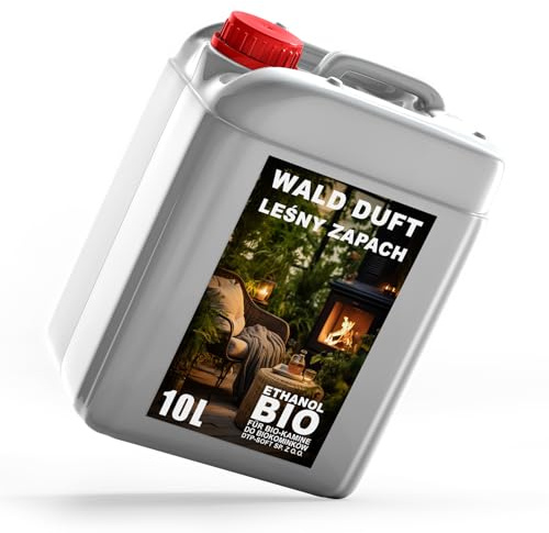 10L Premium Bioethanol 96,6% Reinheit - 10 Liter Ökologischer Brennstoff für Ethanolkamin, Saubere Verbrennung, Rauchfrei, Lebendige und Stabile Flamme (Waldduft)