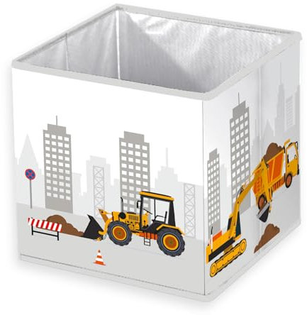 Herding Aufbewahrungsbox Baustelle, Young Collection, ca. 30 x 30 x 30 cm, Aufbewahrung im Regal oder freistehend, 100% Polypropylen, Innen 100% Papier