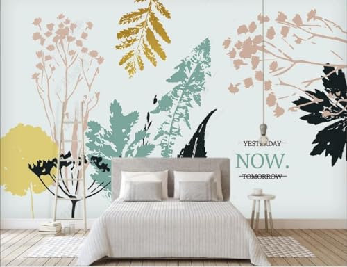3D Tapeten 3D Effekt Wohnzimmer Schlafzimmer Kinder Tapeten Junge Frische Aquarell Baum Pflanze Blätter Hintergrund Wand Fototapete Natur Blumen Wald
