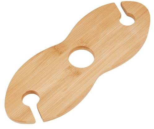 BENECREAT Weinglashalter aus Holz, 275x99x10mm handgefertigtes Weinlager- und Präsentationsregal für Wein, Zwei Gläser und eine Flasche Theken-Weinflaschen Gläserhalter aus Bambus Thekenständer