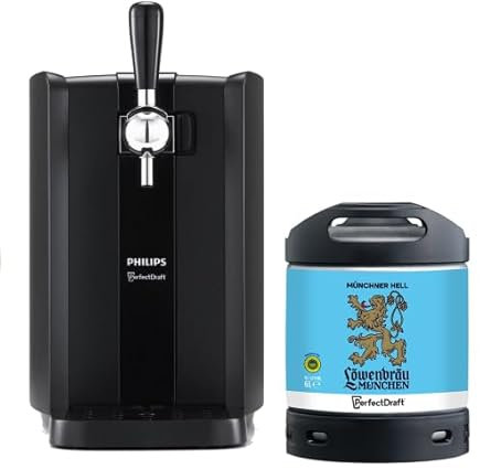 PerfectDraft Black Philips Machine Home Beer Cooler & Dispenser System HD HD3761/60 and Lowenbrau Keg